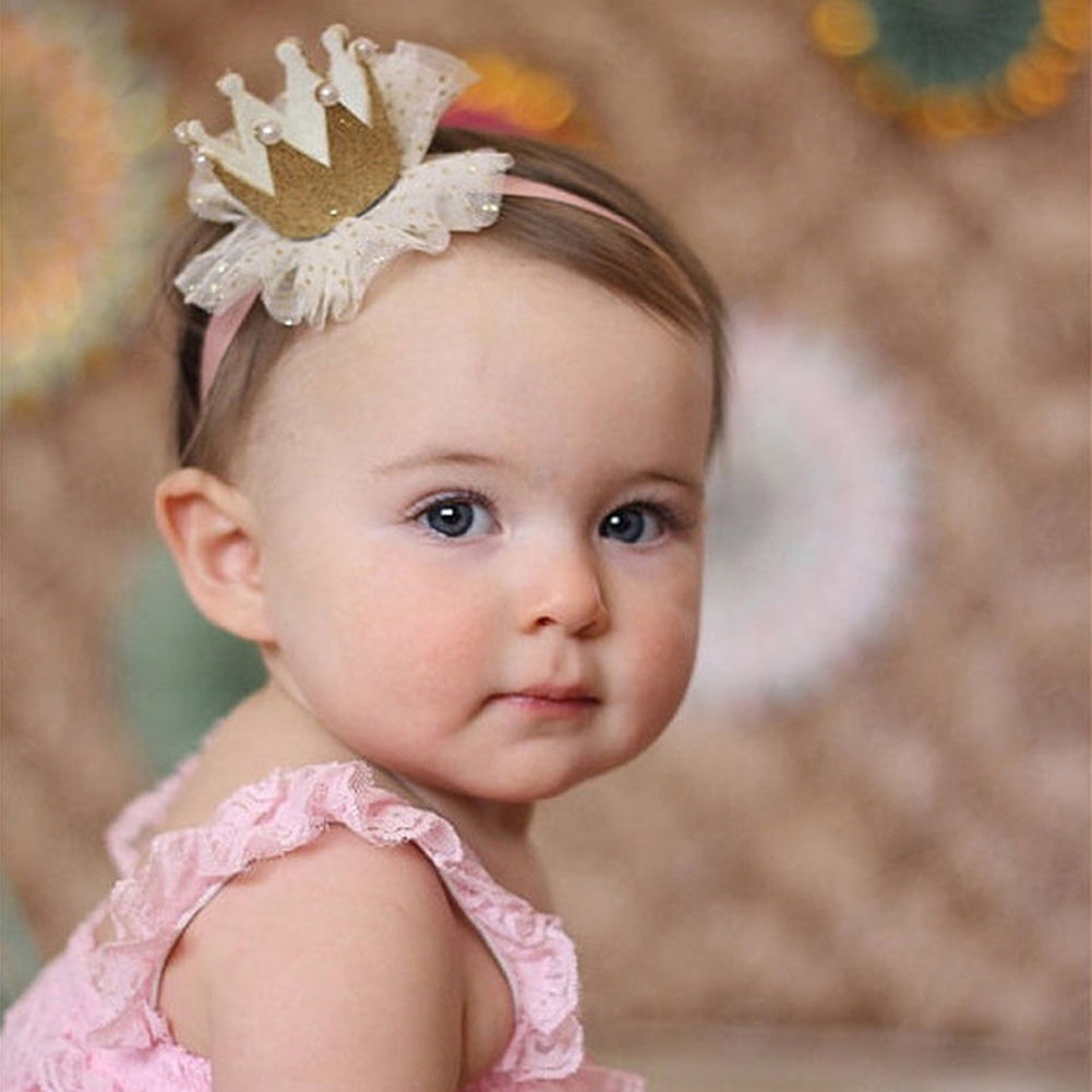 Jiaroswwei Cute Kids Baby Girl Toddler Lace Crown Hair Band Headwear Headband Accessories